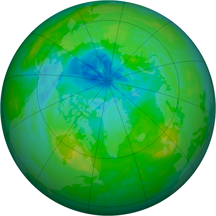 Arctic ozone map for 16 August 1990